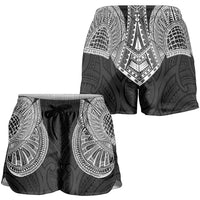 Samoan Traditional Art Tattoos Shorts for Women Tatau Roman Reigns Black Color - Polynesian Pride