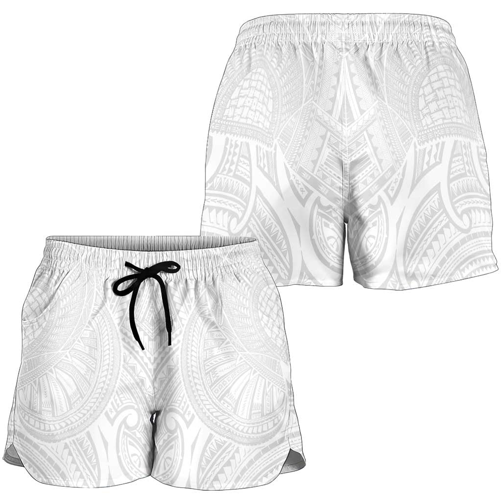 Samoan Traditional Art Tattoos Shorts for Women Tatau Roman Reigns White Color - Polynesian Pride