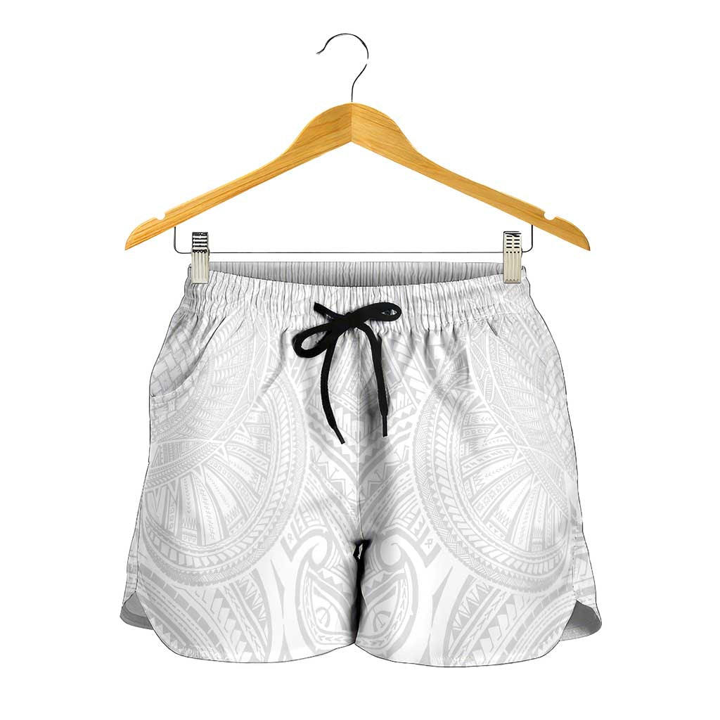 Samoan Traditional Art Tattoos Shorts for Women Tatau Roman Reigns White Color - Polynesian Pride