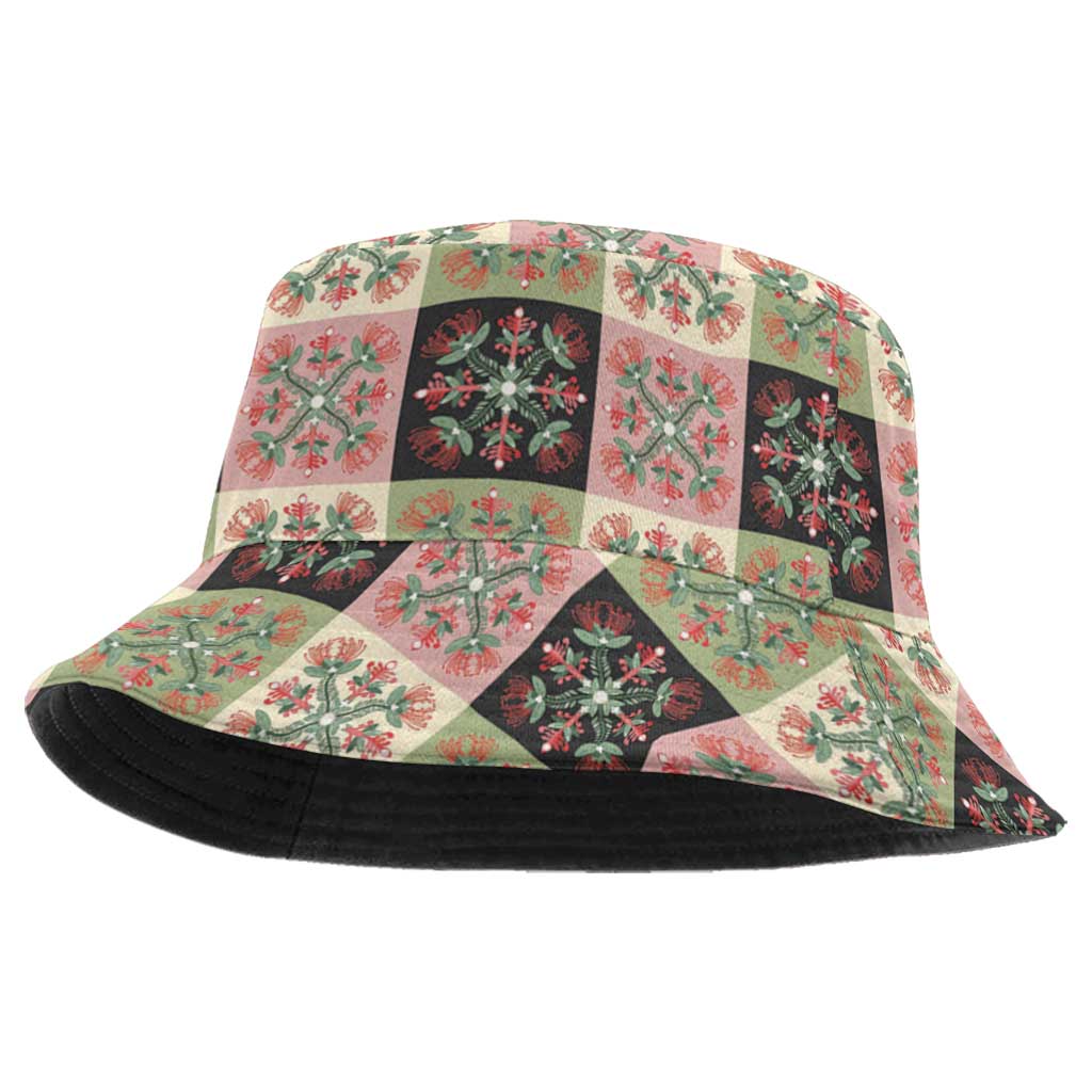 Seamless Pattern Pikake Lei Bucket Hat Floral Squares Pikake - Polynesian Pride