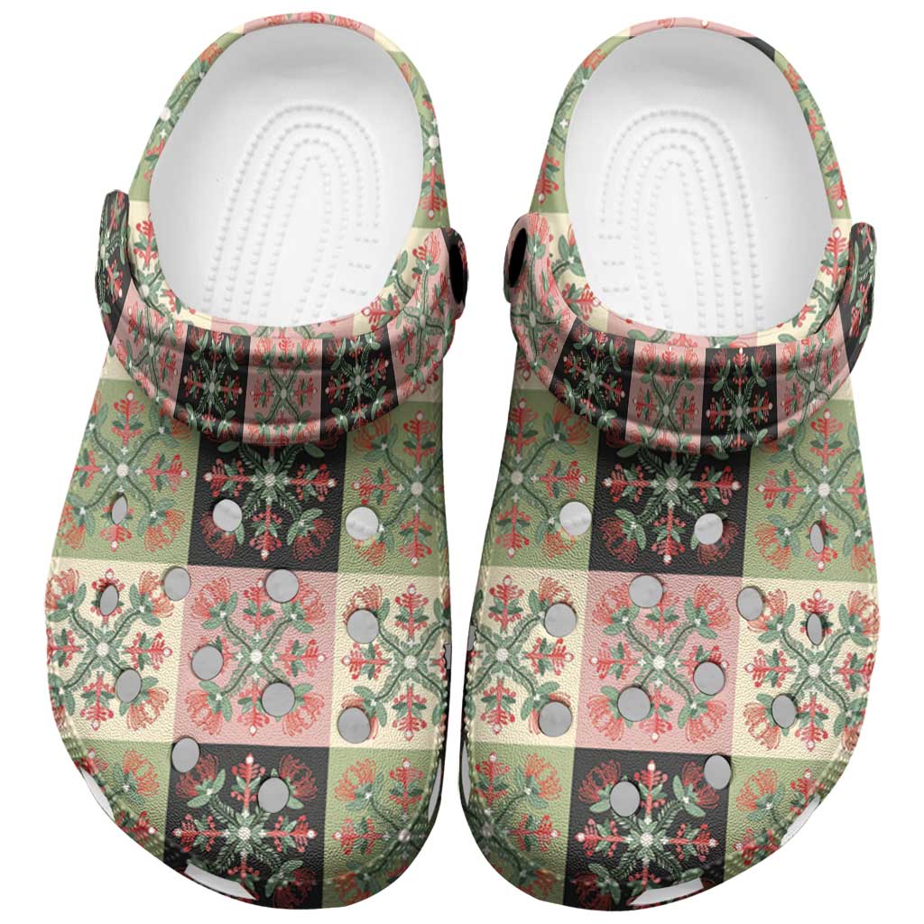 Seamless Pattern Pikake Lei Clogs Shoes Floral Squares Pikake - Polynesian Pride