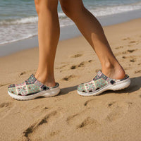 Seamless Pattern Pikake Lei Clogs Shoes Floral Squares Pikake - Polynesian Pride