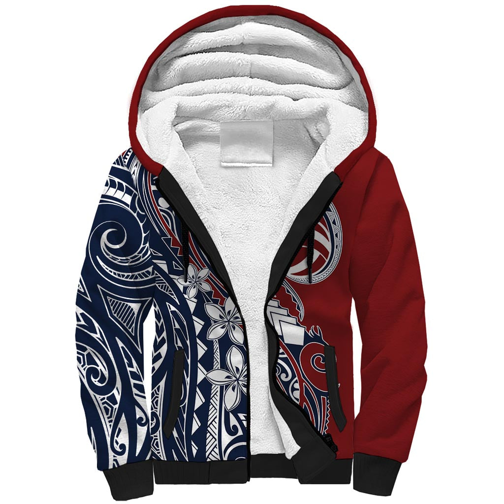 CUSTOMER REQUEST - SAEVB - 231225 Sherpa Hoodie LT7 Unisex Red Blue - Polynesian Pride