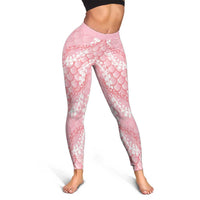 Soft Pink Mermaid Puakenikeni Maile Lei Leggings