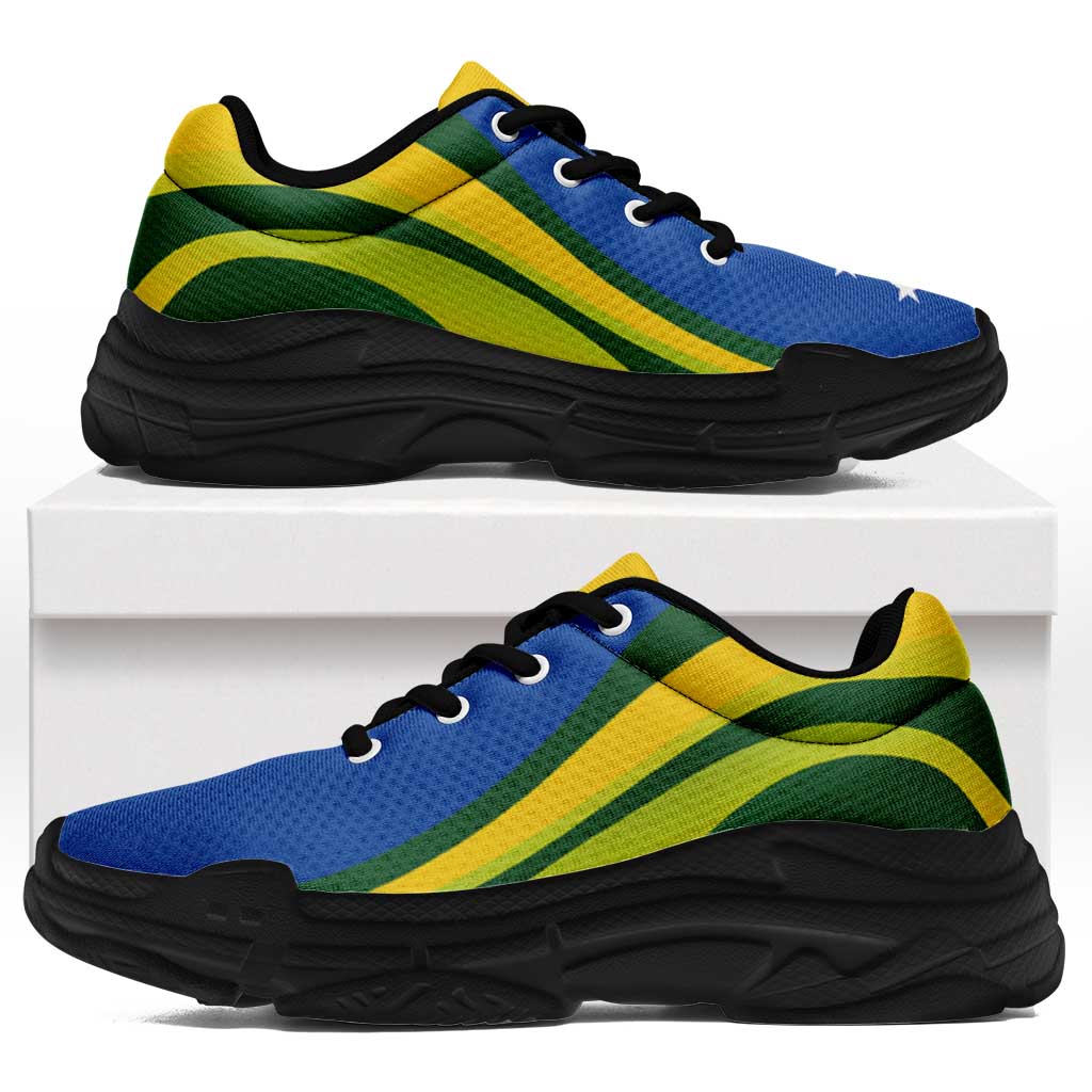 Solomon Islands Chunky Sneakers Flag-Inspired Curve Style LT05 Green - Polynesian Pride