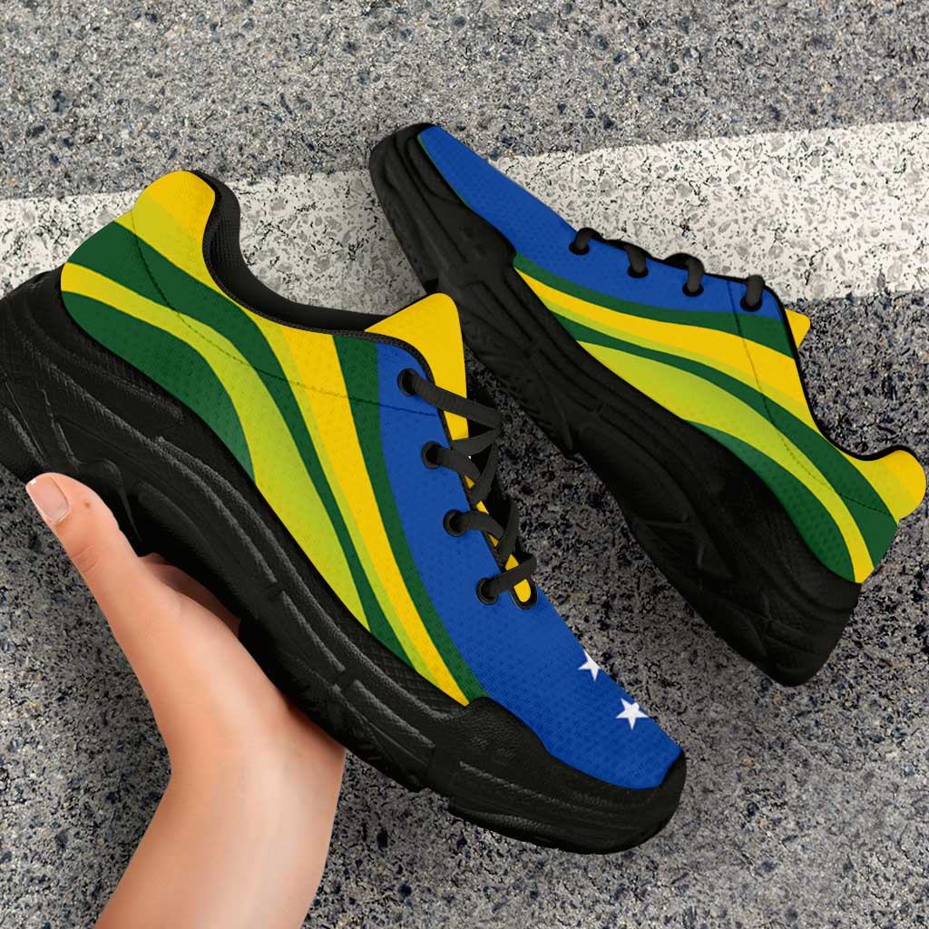 Solomon Islands Chunky Sneakers Flag-Inspired Curve Style LT05 - Polynesian Pride