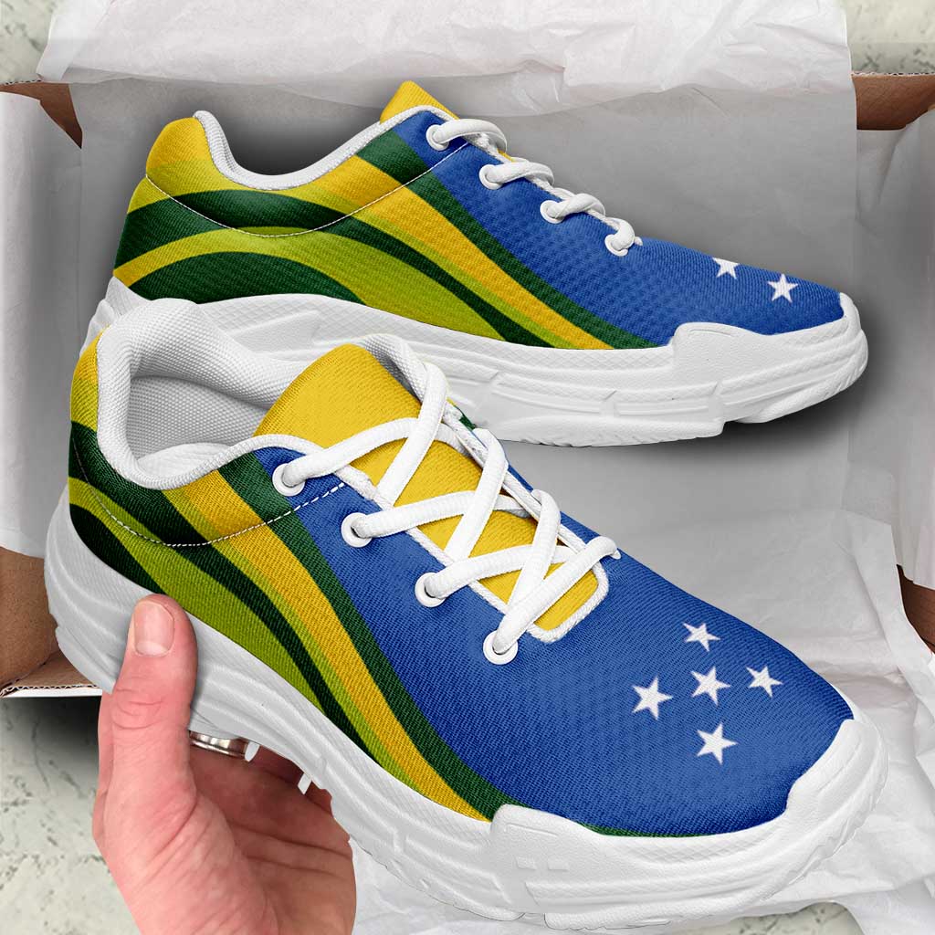 Solomon Islands Chunky Sneakers Flag-Inspired Curve Style LT05 - Polynesian Pride