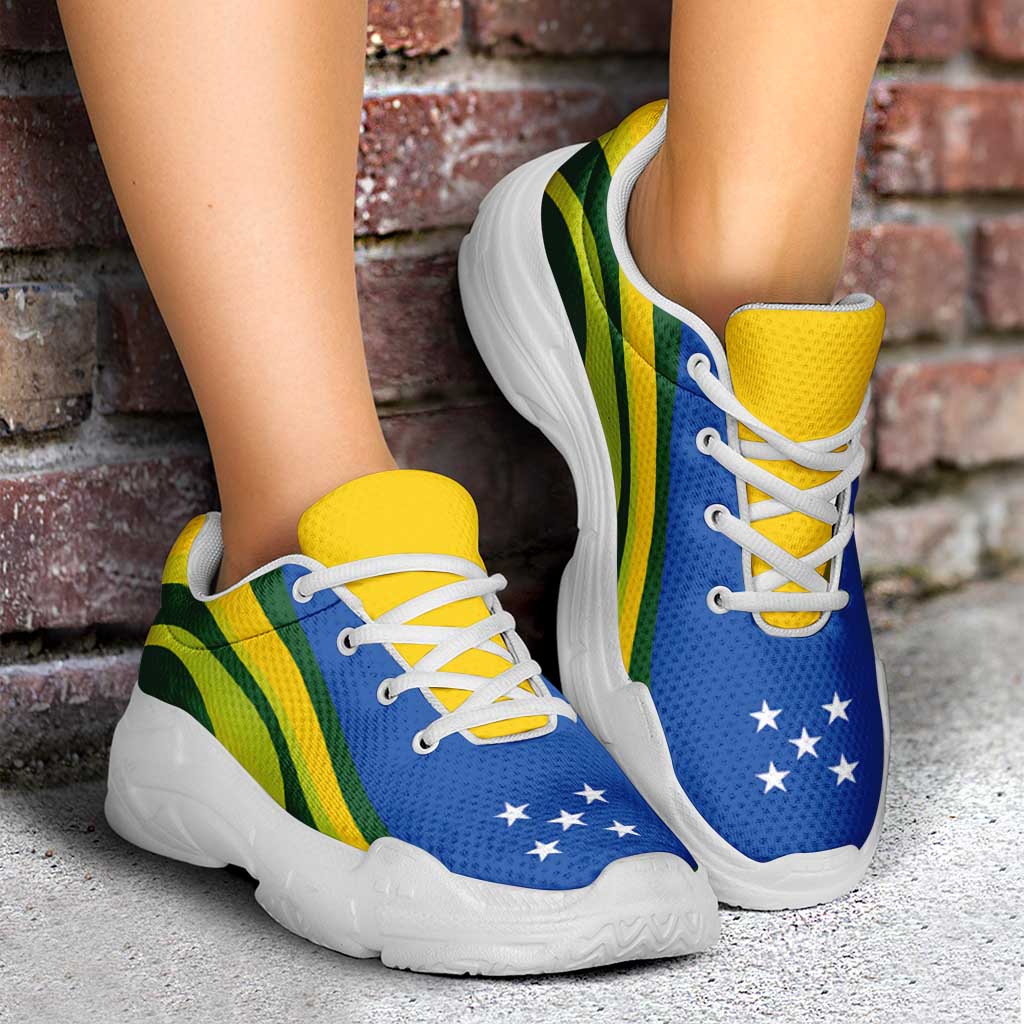 Solomon Islands Chunky Sneakers Flag-Inspired Curve Style LT05 - Polynesian Pride