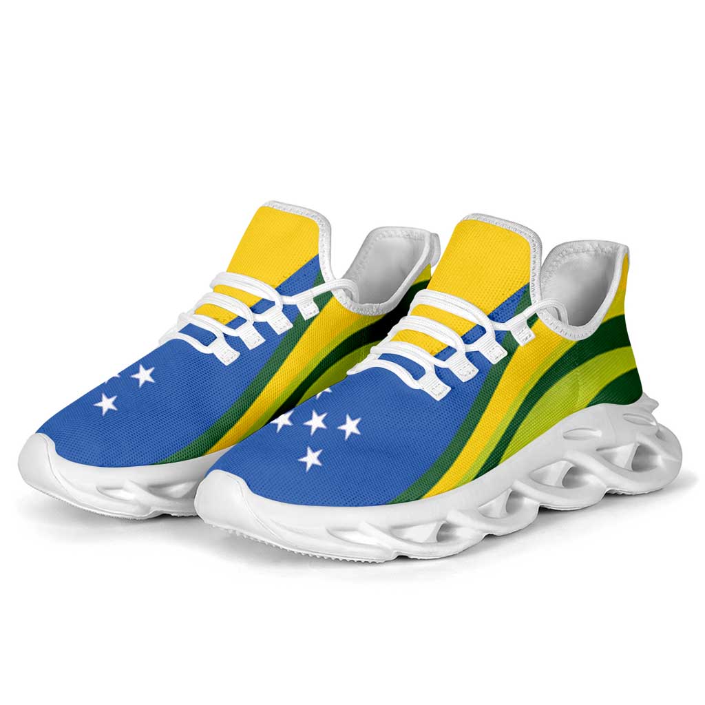 Solomon Islands Clunky Sneakers Flag-Inspired Curve Style LT05 - Polynesian Pride