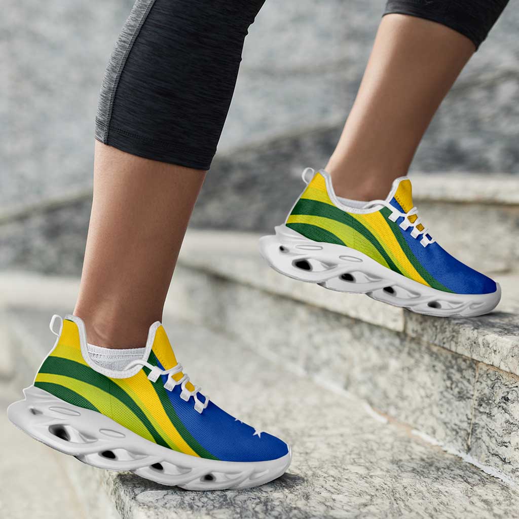 Solomon Islands Clunky Sneakers Flag-Inspired Curve Style LT05 - Polynesian Pride