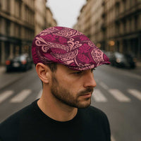 Sweet Pink Monstera Jeff Hat Polynesian Tribal Pattern - Polynesian Pride