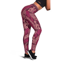 Sweet Pink Monstera Leggings Polynesian Tribal Pattern - Polynesian Pride