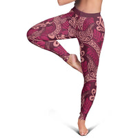 Sweet Pink Monstera Leggings Polynesian Tribal Pattern - Polynesian Pride