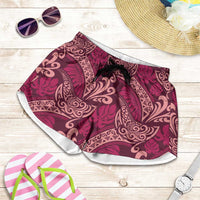 Sweet Pink Monstera Shorts for Women Polynesian Tribal Pattern - Polynesian Pride
