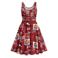 Tahiti Oaoa I Teie Noera Midi Dress Pacific Patchwork Xmas Vibes - Polynesian Pride