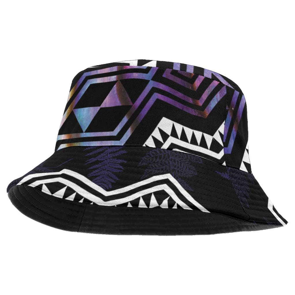 Taniko Aotearoa Mix Paua Shell Bucket Hat Niho Taniwha Lilac Glitter LT01 One Size Purple - Polynesian Pride