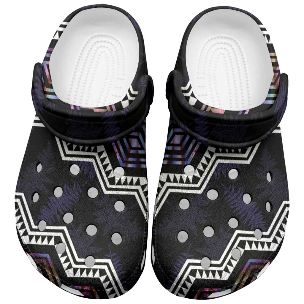 Taniko Aotearoa Mix Paua Shell Clogs Shoes Niho Taniwha Lilac Glitter - Polynesian Pride