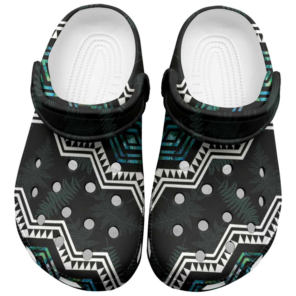 Taniko Aotearoa Mix Paua Shell Clogs Shoes Niho Taniwha Turquoise Glitter LT01 Turquoise - Polynesian Pride