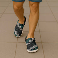 Taniko Aotearoa Mix Paua Shell Clogs Shoes Niho Taniwha Turquoise Glitter LT01 - Polynesian Pride