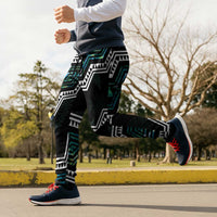 Taniko Aotearoa Mix Paua Shell Jogger Pants Niho Taniwha Turquoise Glitter LT01 - Polynesian Pride