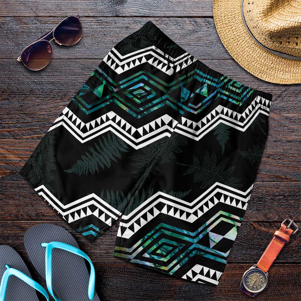 Taniko Aotearoa Mix Paua Shell Shorts for Men Niho Taniwha Turquoise Glitter LT01 Turquoise - Polynesian Pride