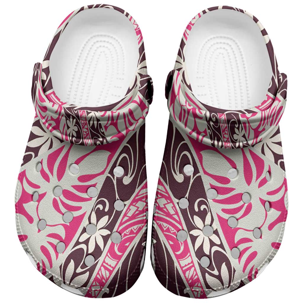 Tarona Tahiti Tiare Monstera Clogs Shoes Polynesian Pattern Curve Style - Polynesian Pride