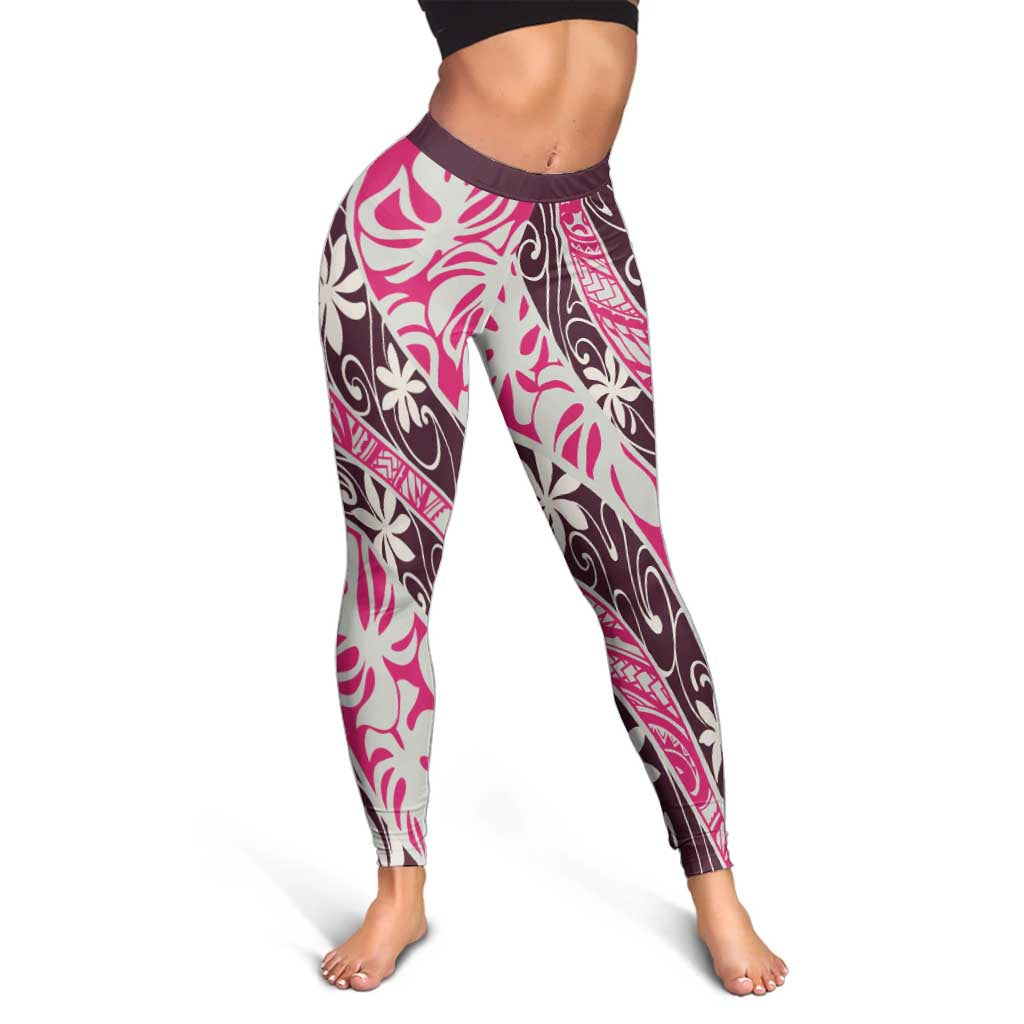 Tarona Tahiti Tiare Monstera Leggings Polynesian Pattern Curve Style - Polynesian Pride