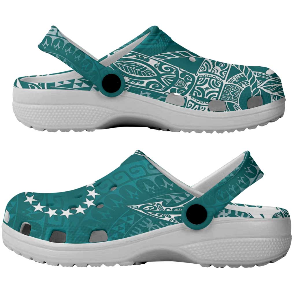 Teal Kuki Airani Tapakau Clogs Shoes Tribal Anchor Mix Tiare