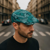 Teal Monstera Jeff Hat Polynesian Tribal Pattern - Polynesian Pride
