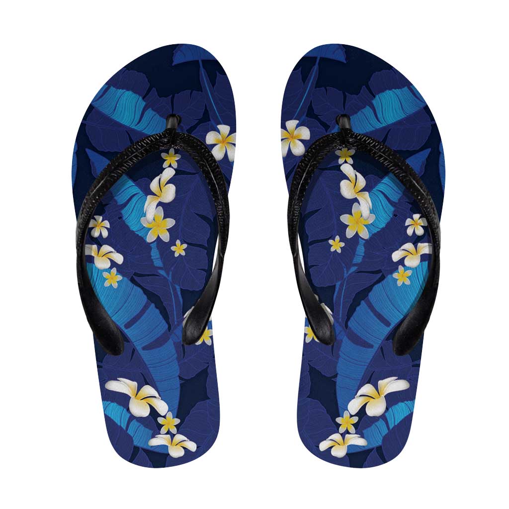 Teal Purple Banana Leaf Hawaii Flip Flops Lau Maia Plumeria Tropical Summer Vibes