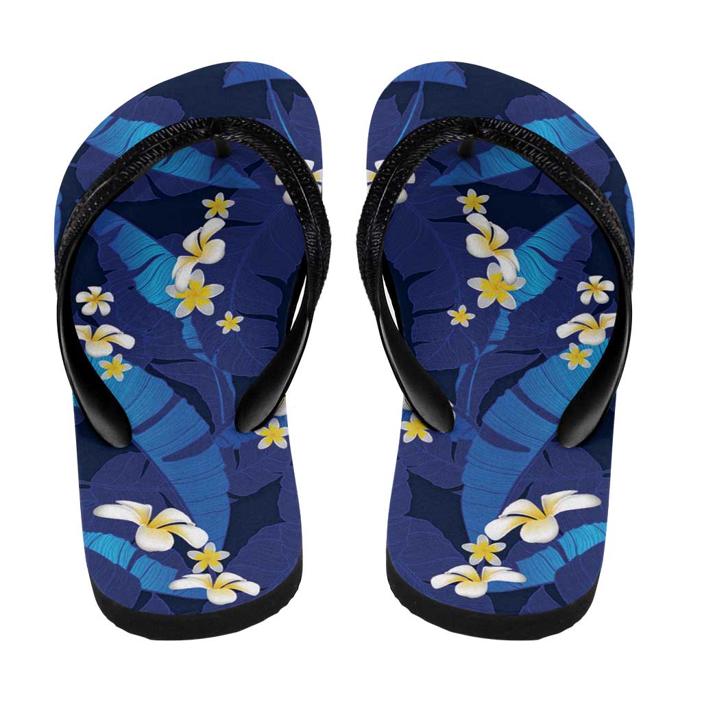 Teal Purple Banana Leaf Hawaii Flip Flops Lau Maia Plumeria Tropical Summer Vibes