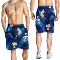 Teal Purple Banana Leaf Hawaii Shorts for Men Lau Maia Plumeria Tropical Summer Vibes