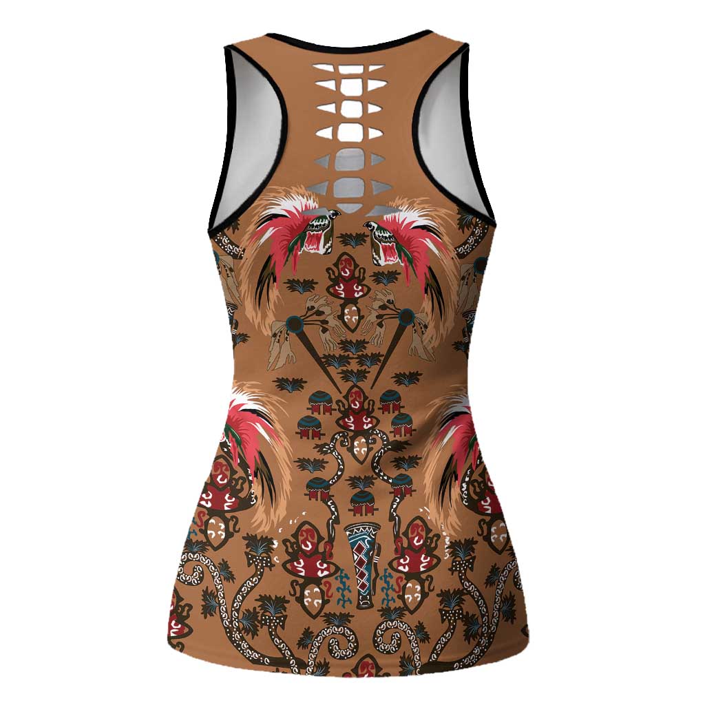 Terracotta Bird of Batik Papua Hollow Tank Top Exotic Natural Wealth of Papua - Polynesian Pride