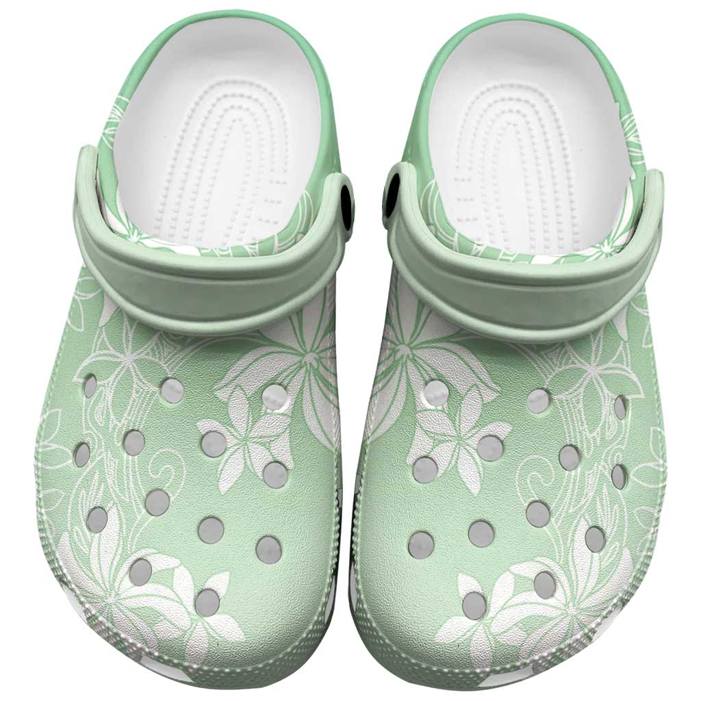 Tiare Tahiti Clogs Shoes Matcha Polynesia Motifs LT05 Green - Polynesian Pride