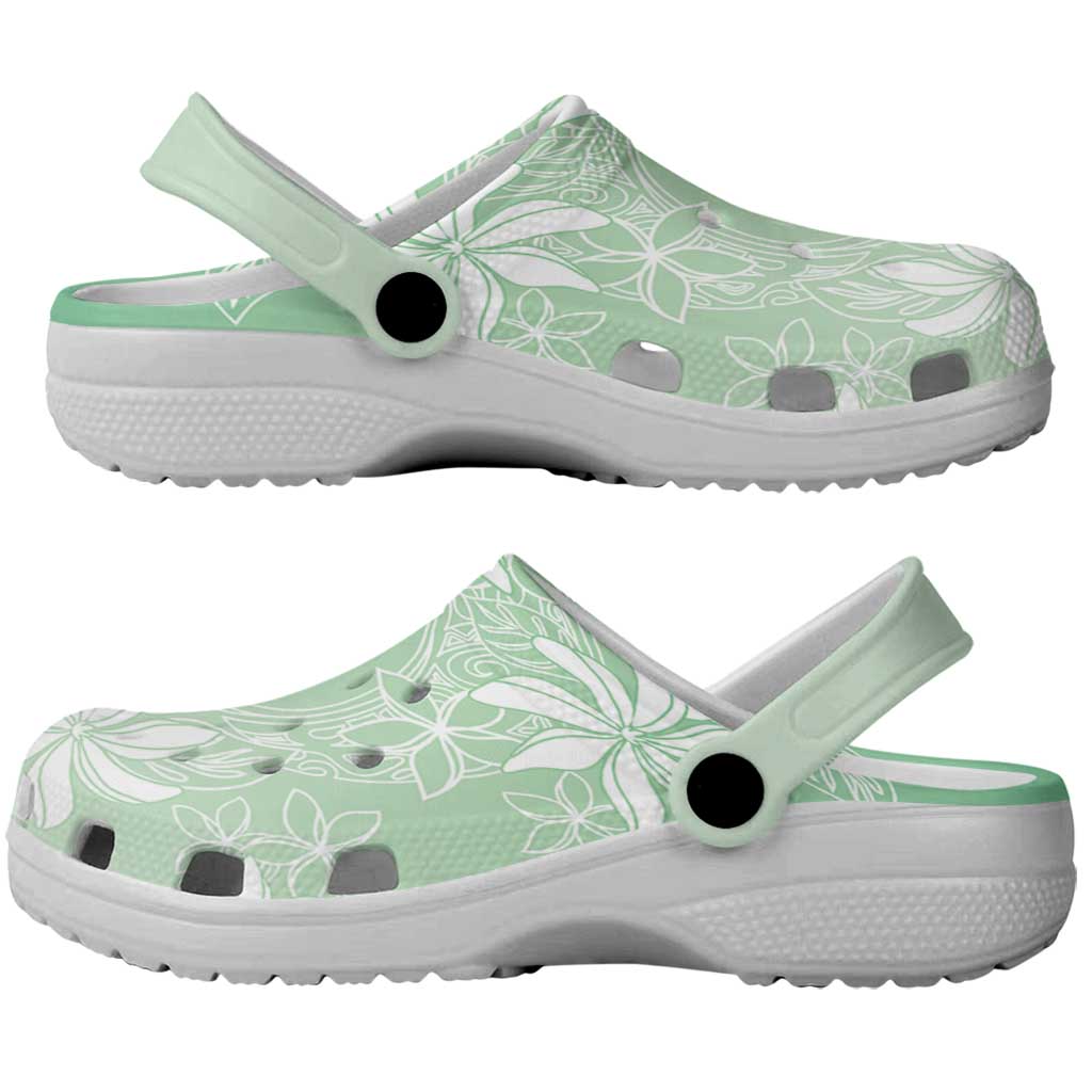Tiare Tahiti Clogs Shoes Matcha Polynesia Motifs LT05 - Polynesian Pride