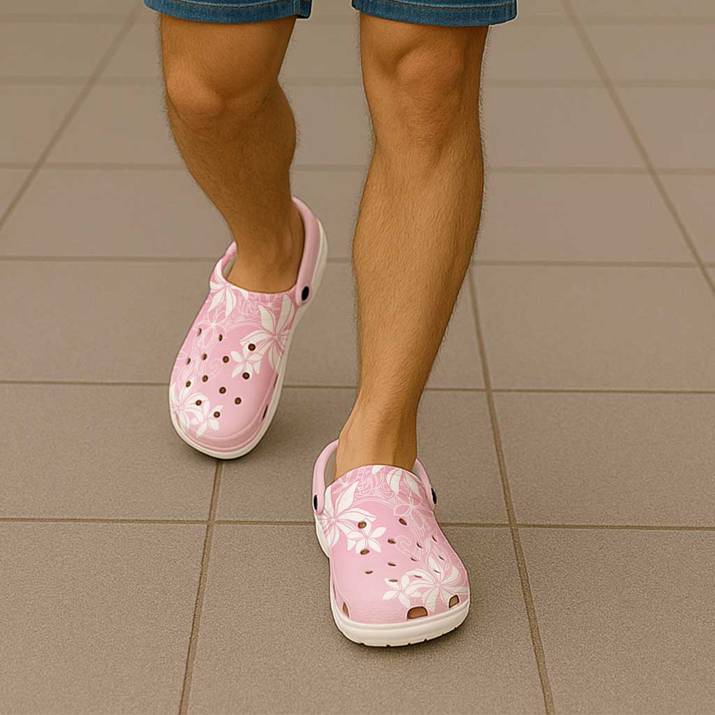 Tiare Tahiti Clogs Shoes Pink Polynesia Motifs LT05 - Polynesian Pride