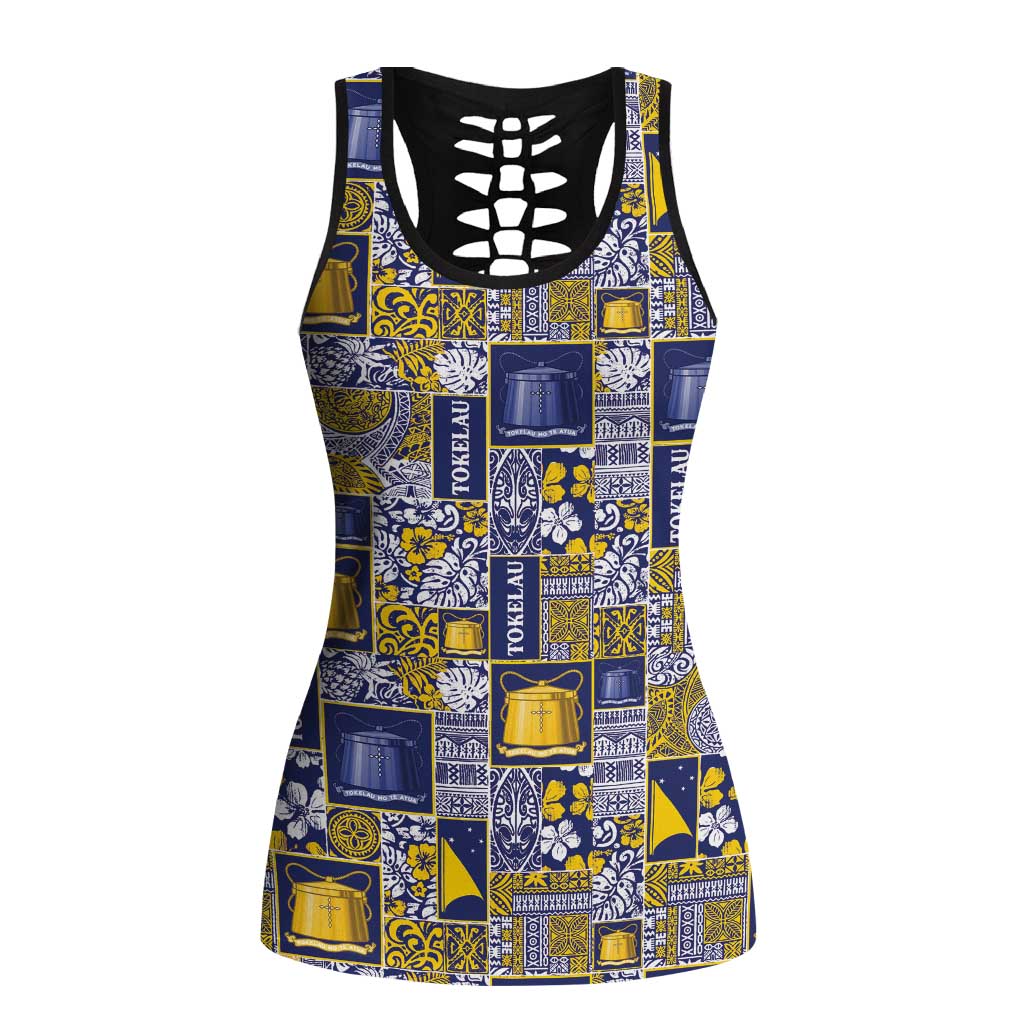 Tokelau Manuia te Kilihimahi Hollow Tank Top Pacific Patchwork Xmas Vibes - Polynesian Pride