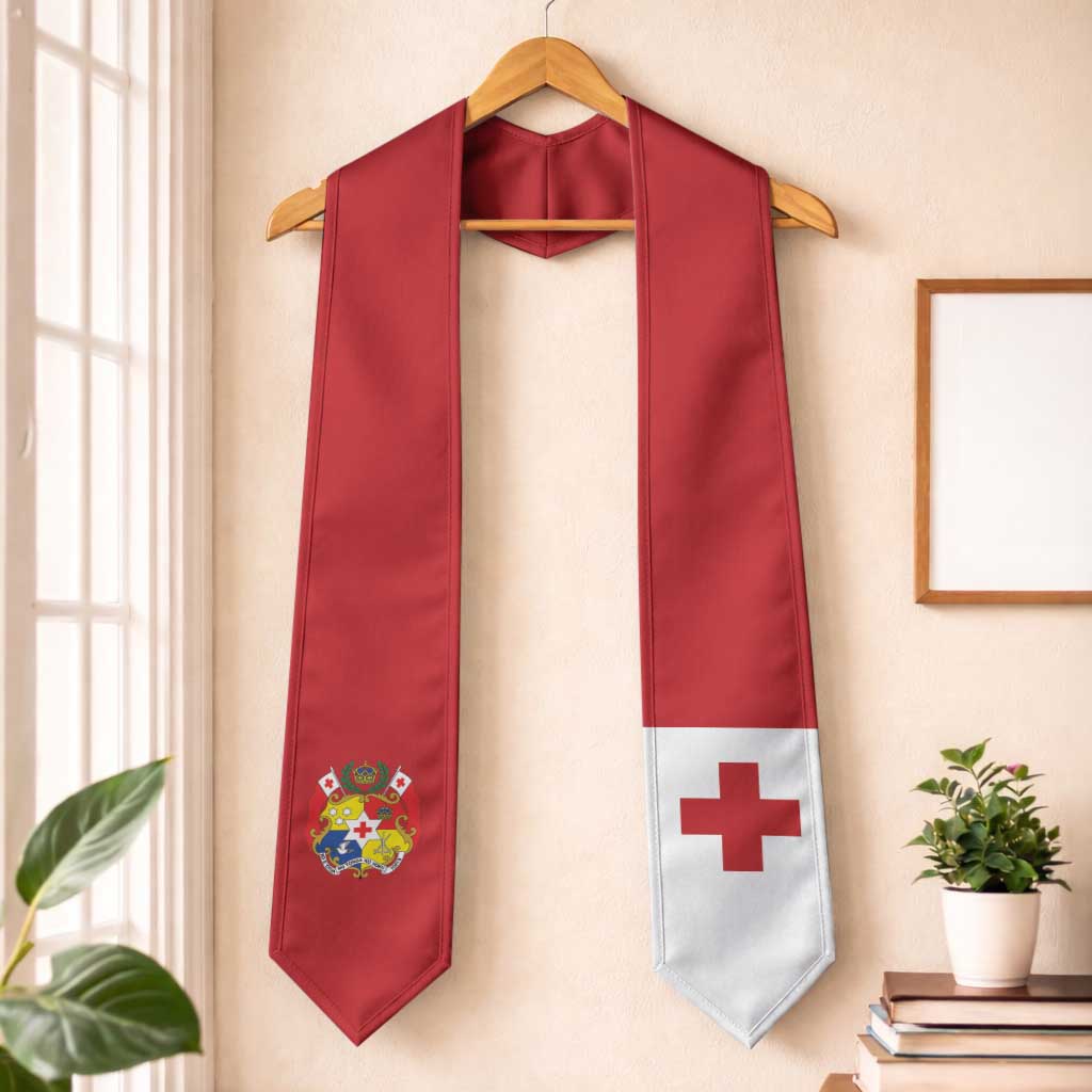 Tonga Graduation Stole Flag Style LT05 One Size Red - Polynesian Pride