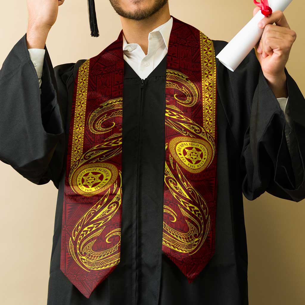 Tonga Ha'apai High School Graduation Stole Ngatu and Maori Ethnic Tribal Pattern