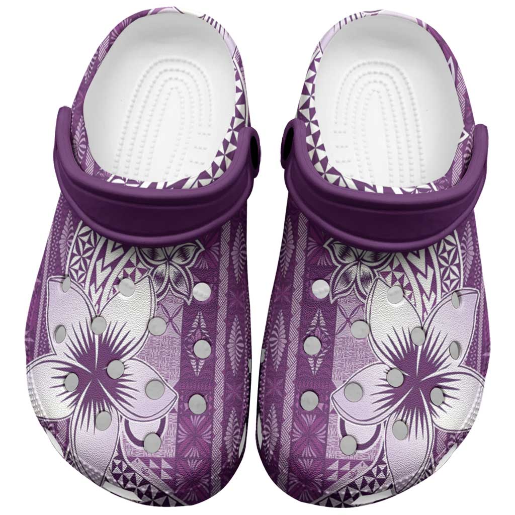 Tonga Kupesi Ngatu Clogs Shoes Vintage Purple Plumeria - Polynesian Pride