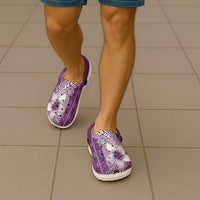 Tonga Kupesi Ngatu Clogs Shoes Vintage Purple Plumeria - Polynesian Pride