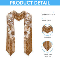 Tonga Kupesi Ngatu Graduation Stole Vintage Brown Plumeria LT05 - Polynesian Pride