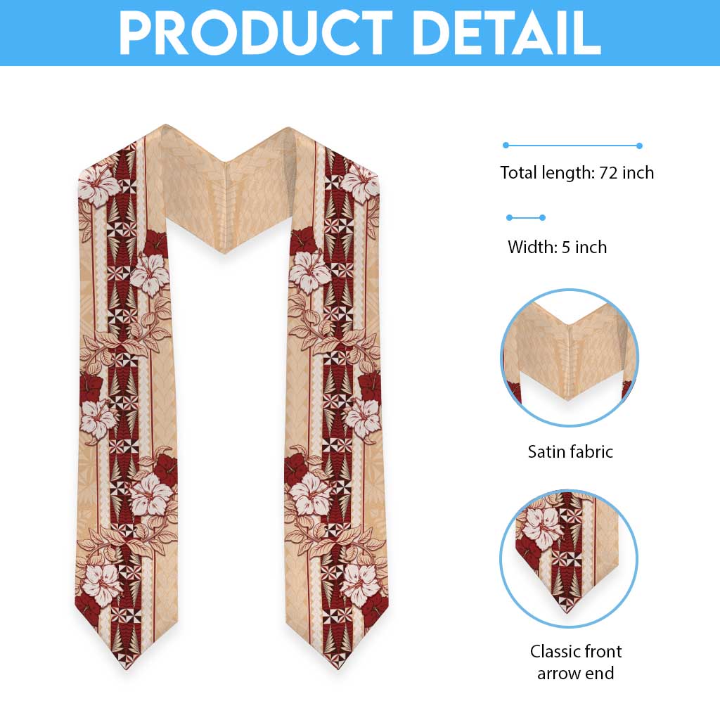 Tonga Language Week Graduation Stole Hibiscus Tongan Ngatu Pattern LT05 - Polynesian Pride