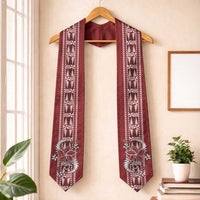 Tonga Language Week Graduation Stole Malo e Lelei Kupesi Ngatu Pattern LT05 One Size Red - Polynesian Pride
