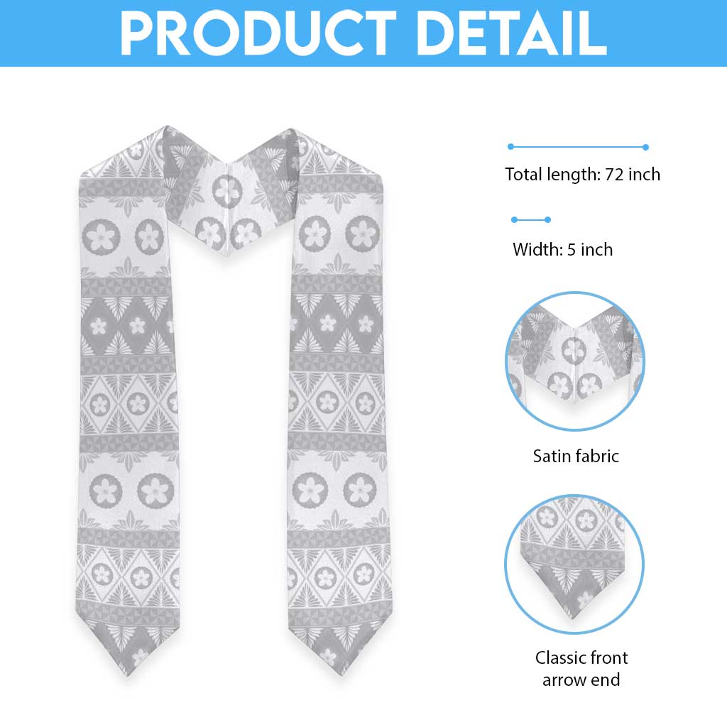 Tonga White Sunday Graduation Stole Tongan Ngatu Siale Pattern LT05 - Polynesian Pride