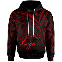 Tonga Zip Hoodie Red Color Cross Style Pullover Hoodie Black - Polynesian Pride
