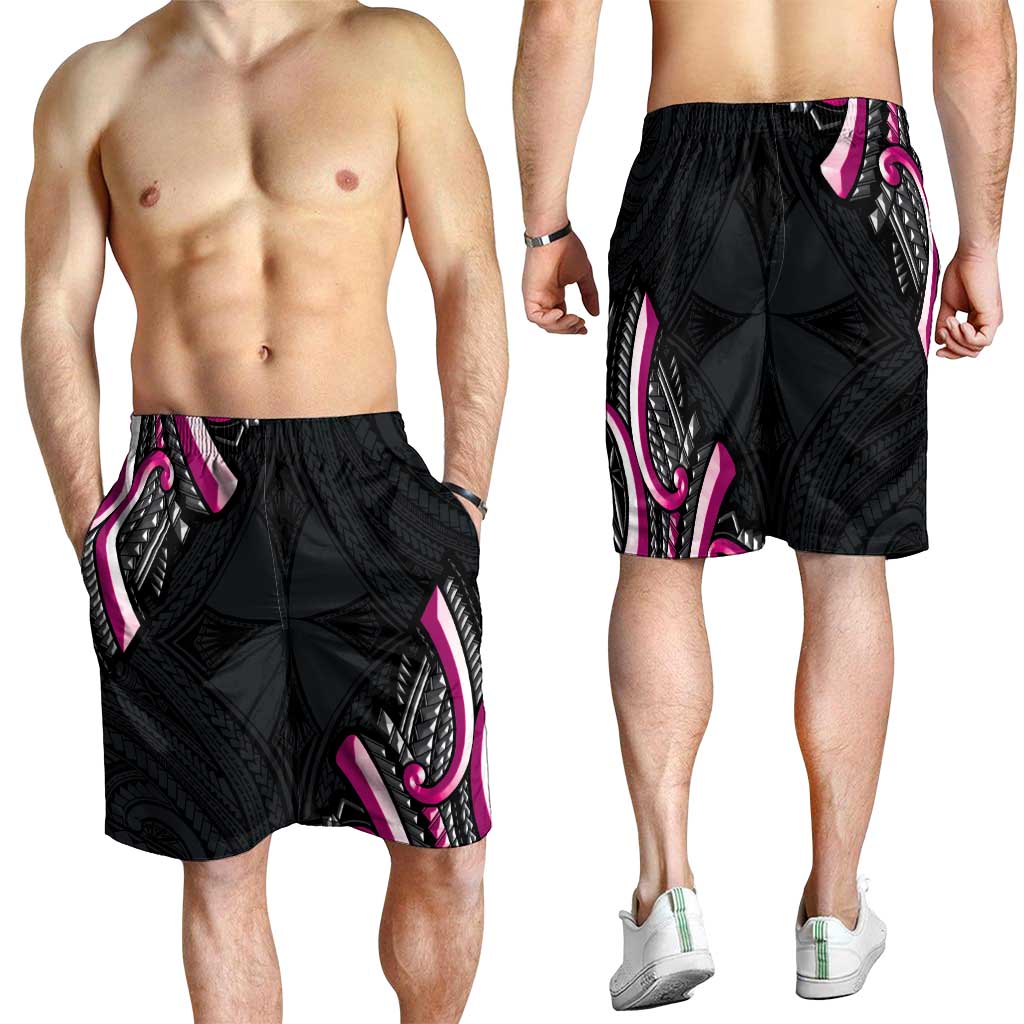 Traditional Art Hawaiian Kakau Tattoos Shorts for Men Pink Color - Polynesian Pride