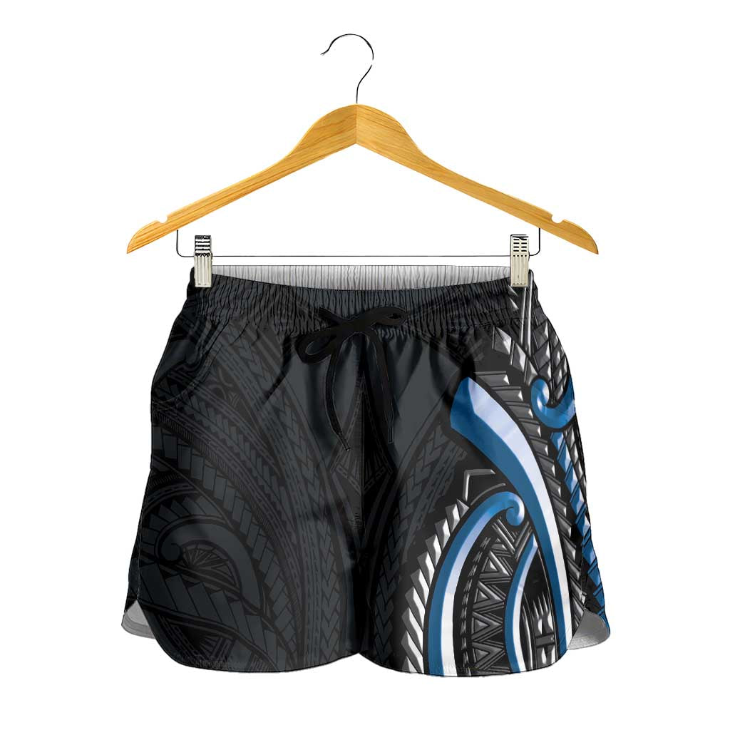 Traditional Art Hawaiian Kakau Tattoos Shorts for Women Blue Color LT03