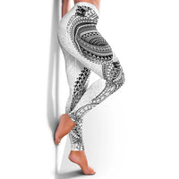 Traditional Polynesian Art Tattoos Leggings White Color - Polynesian Pride