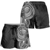 Traditional Polynesian Art Tattoos Shorts for Women Black Color - Polynesian Pride